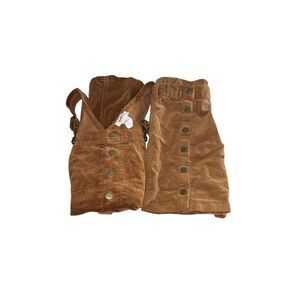 Forever 21 Girls Jumper Dress & Skirt Corduroy Brown 9/10 2 Pieces